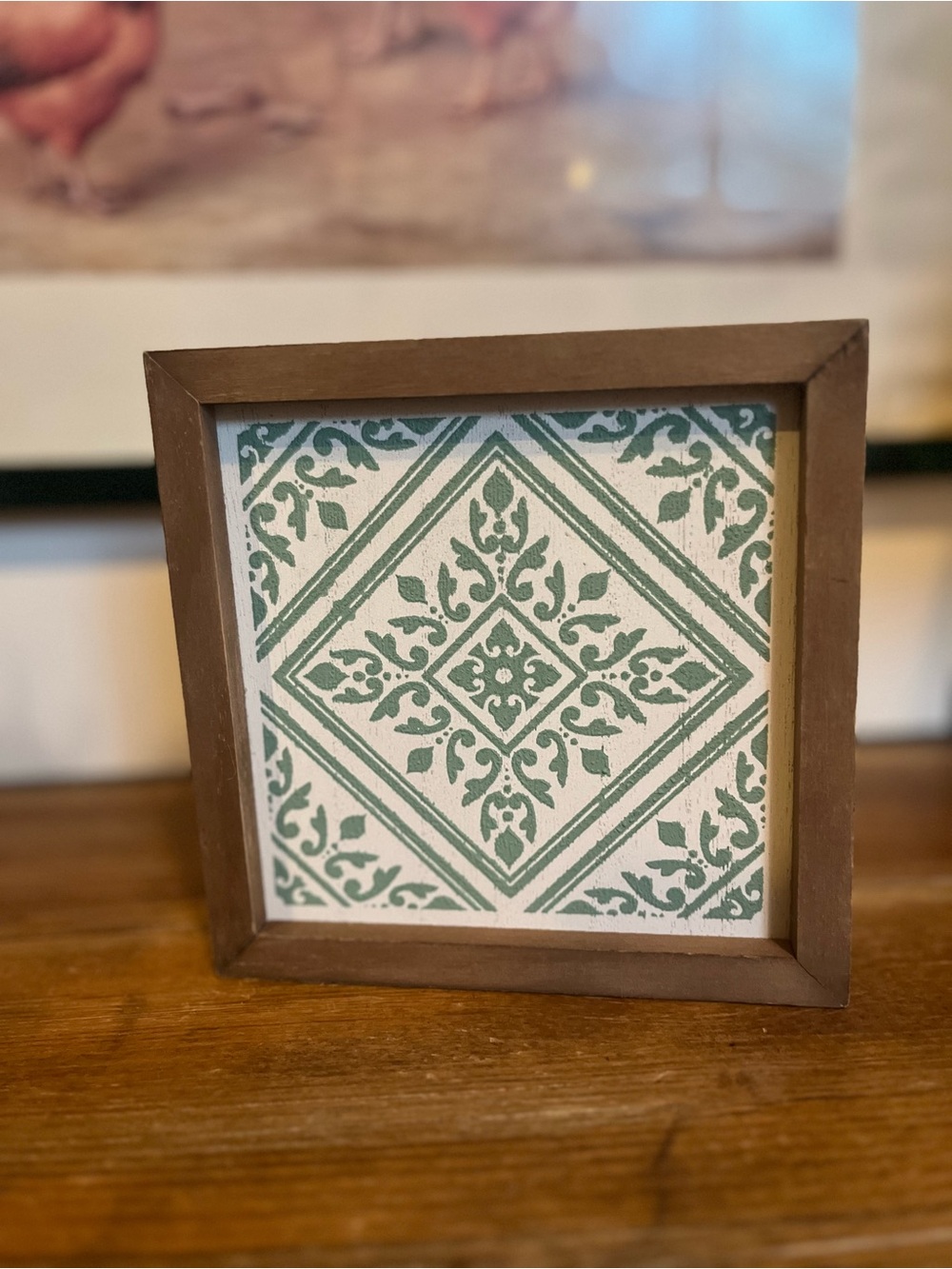 Wood Frame Decorative Tile Art in Green